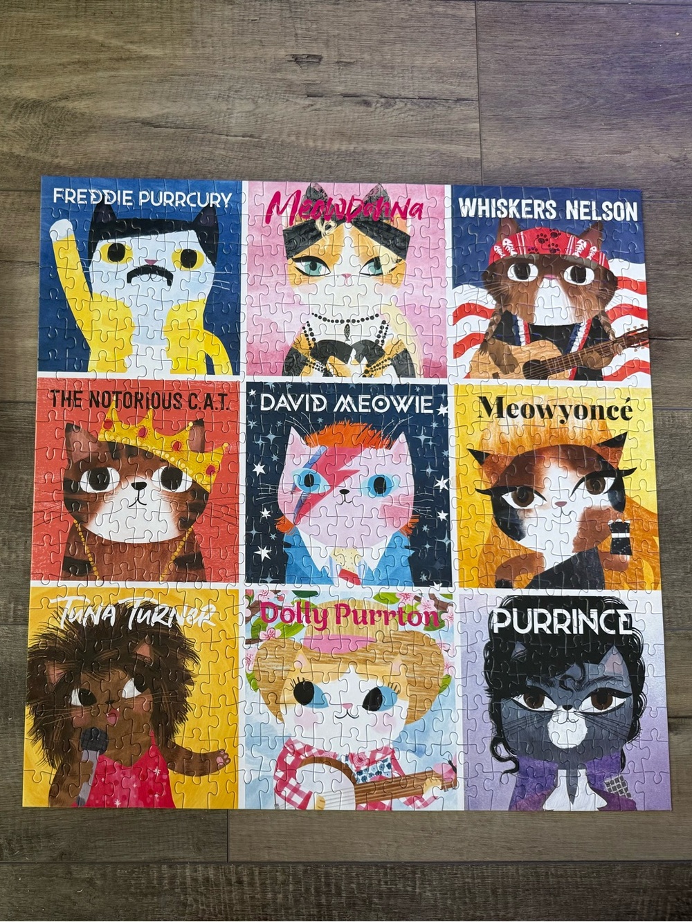 Music Cats 500 Piece Puzzle (David Bowie, Dolly Parton, Prince)